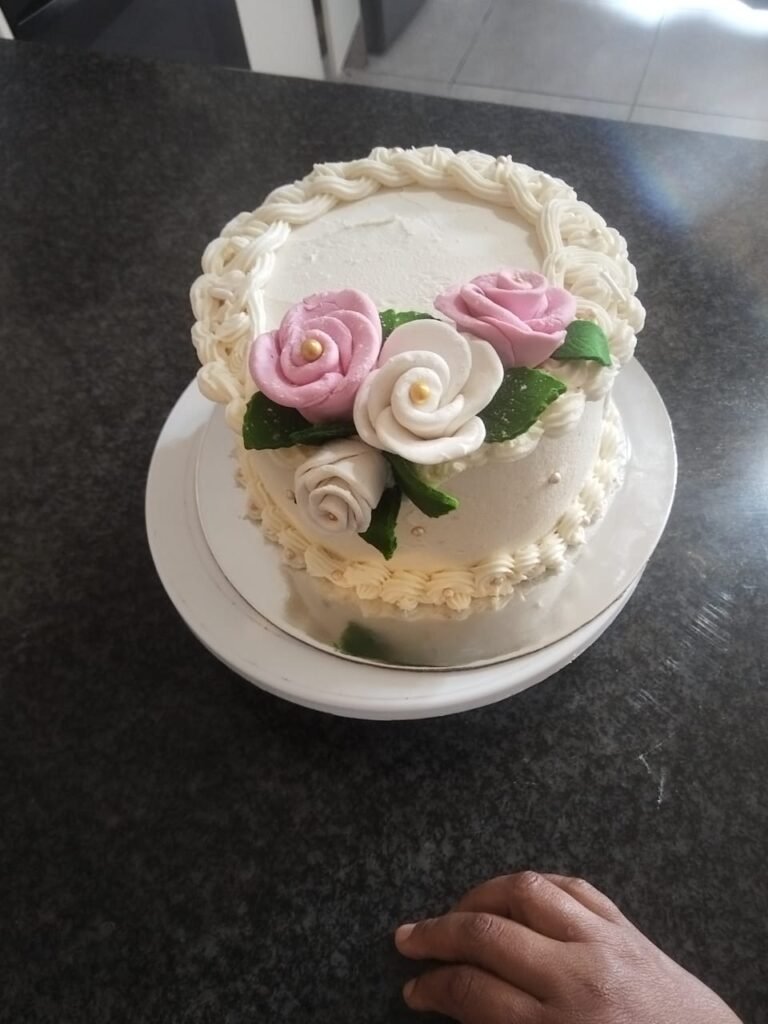 Cake decorated with roses