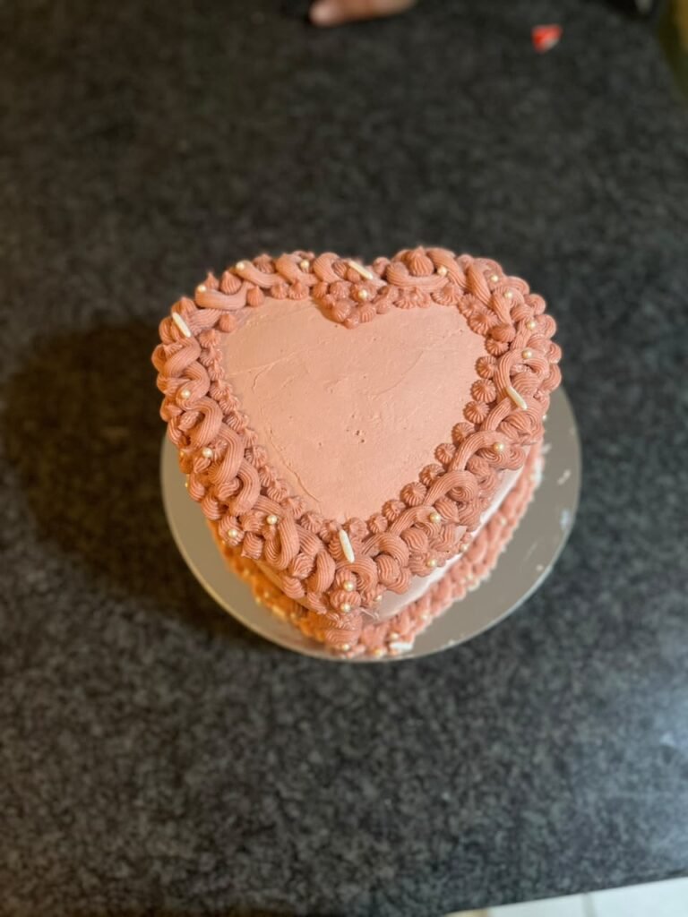 Pink vintage heart cake