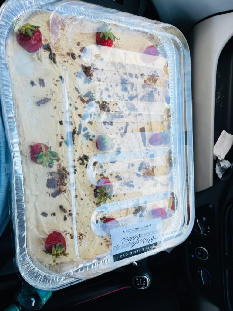 Tray of layered dessert