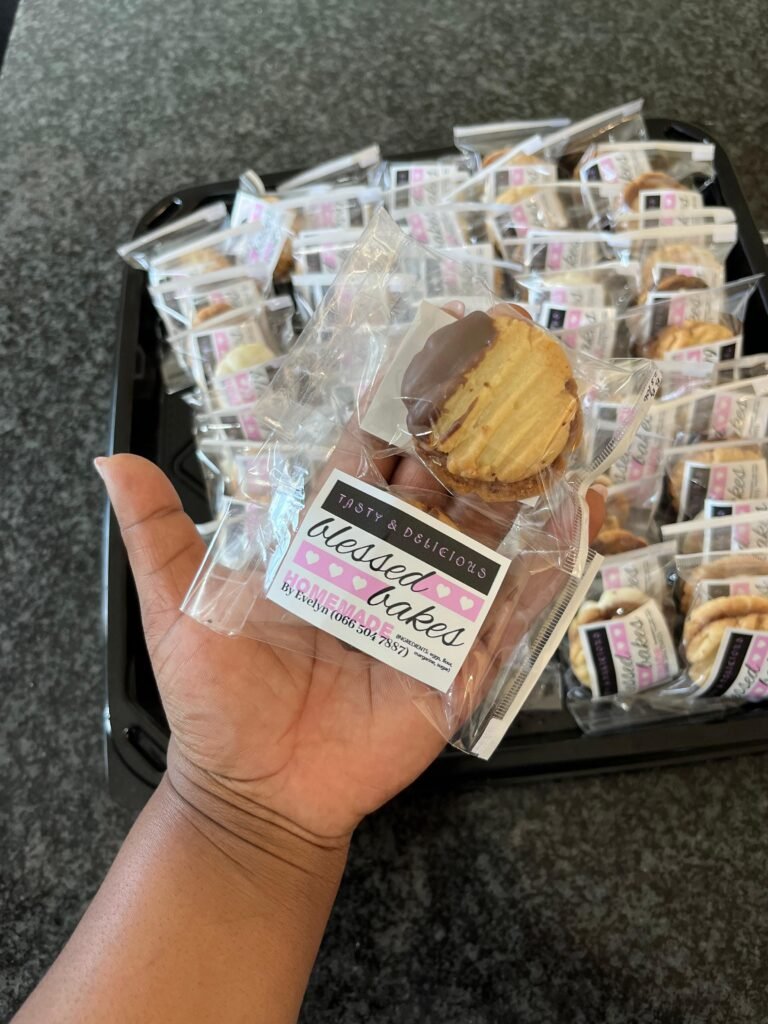 Individually wrapped, labelled cookies