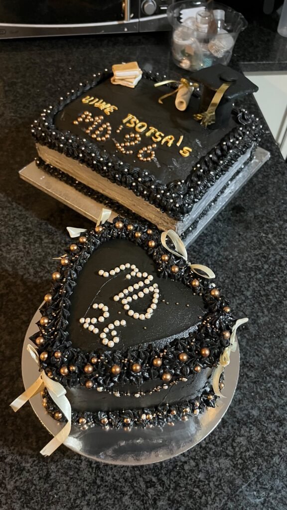 Black graduation cake